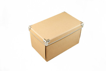 Isolated storage cardboard box in white background