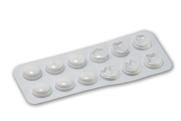 closeup of partly used pills blister