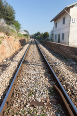 Fototapeta na wymiar Straight train tracks