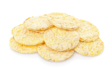 Corn diet crackers heap, clipping path included