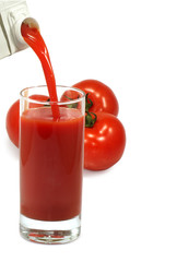 pouring tomato juice and tomato