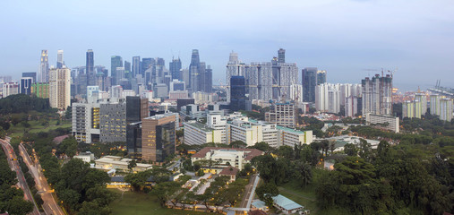 Naklejka premium Singapore Financial District Skyline at Dusk
