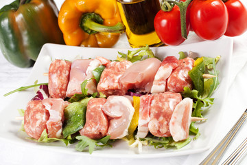 Raw shish kebab