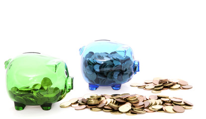 Sparschweine Wettrennen - Kleingeld