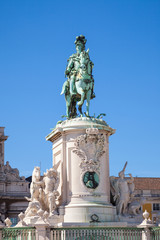 Obraz premium Statue of King Jose I in Commerce square of Lisboa, Portugal