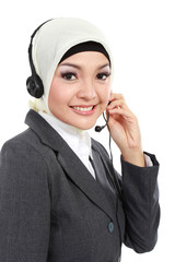 beautiful Muslim woman on the phone