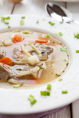 nutritious meat soup with macaroni