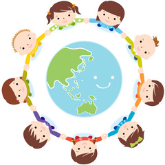 手をつなぐ子供たち