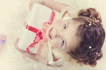 Beautiful little girl. Top view.