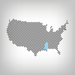 Mississippi in USA Karte punktiert