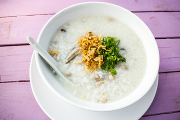 soft-boiled rice with fish and pork