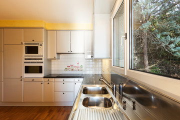 Interior apartment, kitchen with window