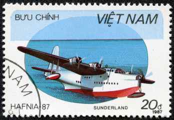 stamp printed by VIETNAM shows plane