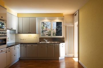Interior apartment, kitchen with window