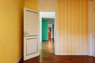 Interior, apartment empty, view from the room