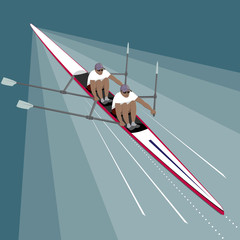 Rowing Teamwork Sport - obrazy, fototapety, plakaty