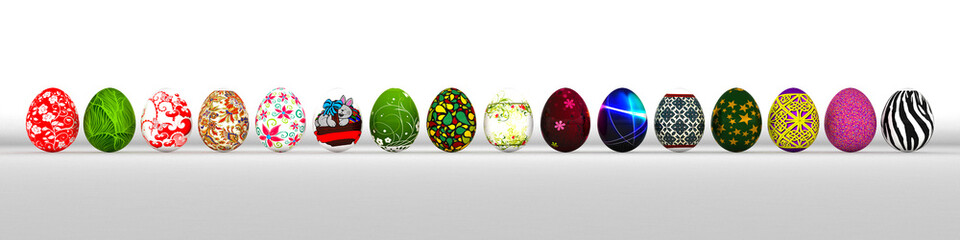 Easter eggs on a white background.