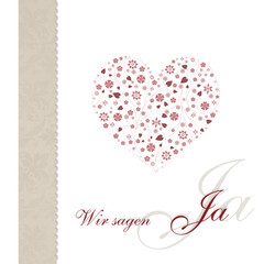 Einladung zur Hochzeit  mit dem Herz    wir sagen ja