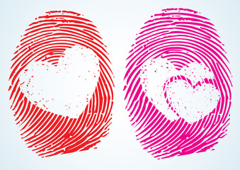Love / Lovers? thumbprint with the heart Symbol.