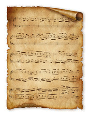 Musical background, old paper, note, Old music sheet page - 50952024