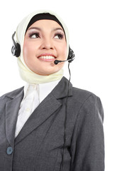 beautiful Muslim woman on the phone