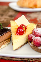 Cheese cake. A delicious dessert with cherry