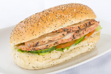 Chargrill Chicken & Salad Sandwich on a white background