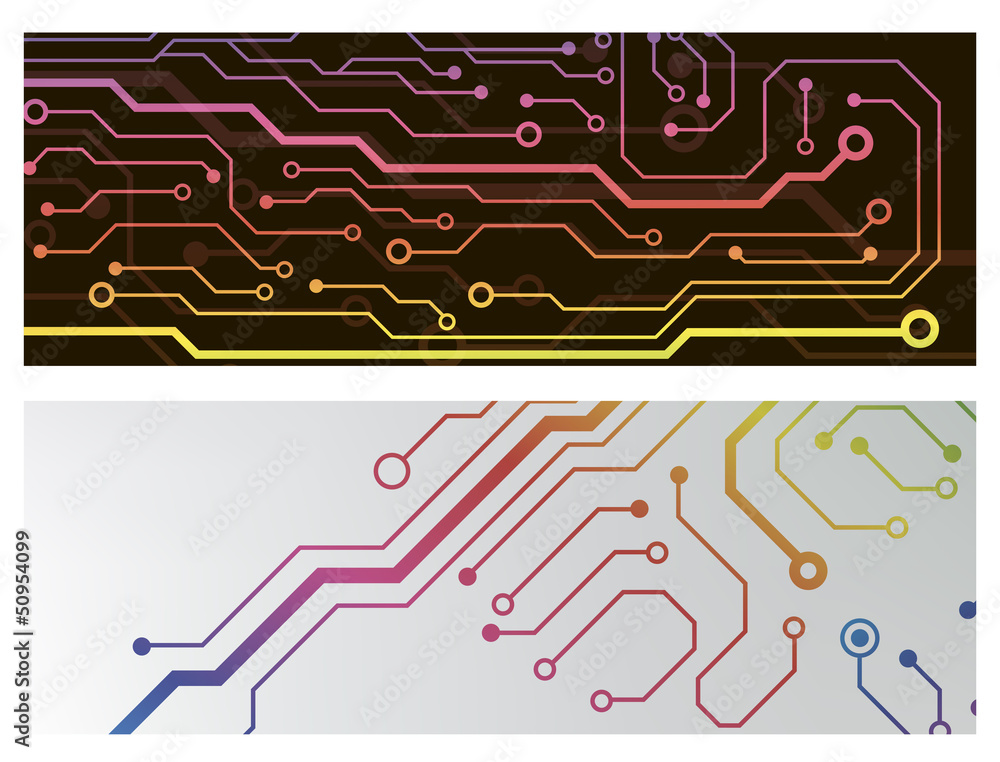 Poster techno circuit web banners. EPS10 vector illustration