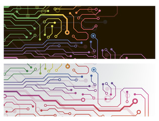 techno circuit web banners. EPS10 vector illustration