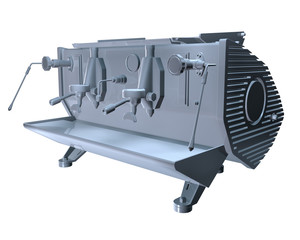 3D coffee maker machine in white background