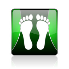 footprint black and green square web glossy icon