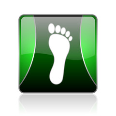 footprint black and green square web glossy icon