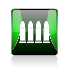 ammunition black and green square web glossy icon