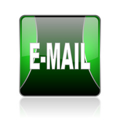 mail black and green square web glossy icon