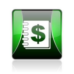 money black and green square web glossy icon