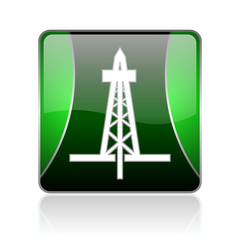 drilling black and green square web glossy icon