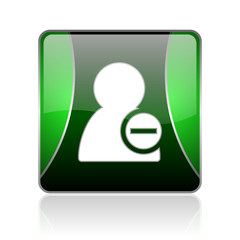 remove contact black and green square web glossy icon