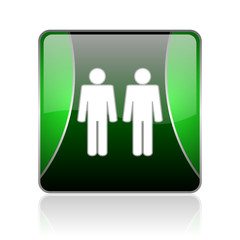 couple black and green square web glossy icon