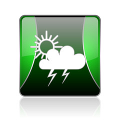 Fototapeta premium weather forecast black and green square web glossy icon
