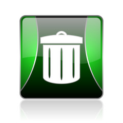 recycle black and green square web glossy icon