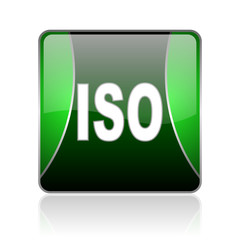 iso black and green square web glossy icon