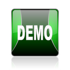 demo black and green square web glossy icon