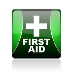 Obraz premium first aid black and green square web glossy icon