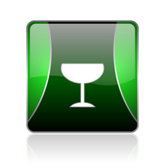 glass black and green square web glossy icon