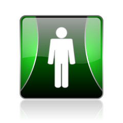 man black and green square web glossy icon