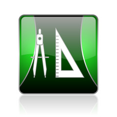 e-learning black and green square web glossy icon