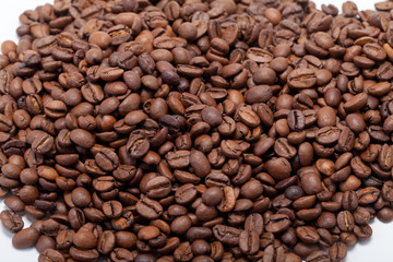 coffee beans close up isolated on white