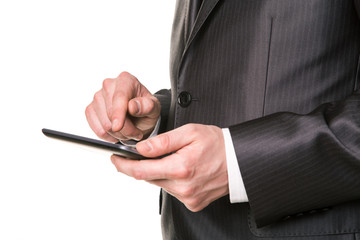 Businessman's hands working on a tablet pc comuter