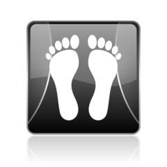 footprint black square web glossy icon