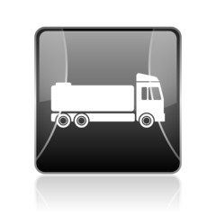 truck black square web glossy icon